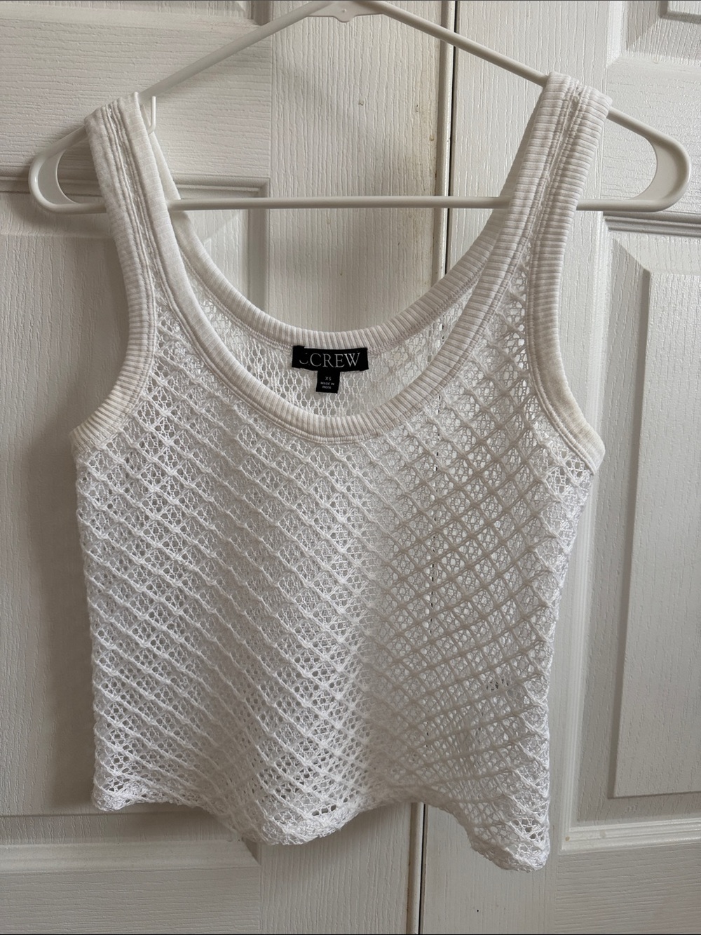 J. Crew White Crochet Knit Tank